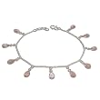 Ankle Jewelry Rosequartz Gemstone Sterling Silver Anklets Pair 10 Inches (ganklt047b)