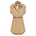 Cocobla Cap Sleeve Stretch Ol Belt Chiffon Casual Shirt Mini Dress(M)