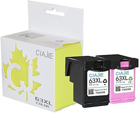 CIAJIE Waterproof Black Ink Reman HP 63XL Ink Cartridge for HP DeskJet 1112 2130 2132 3630 3632 ENVY 4520 4522 OfficeJet 3830 4650 (1Black 1Color)