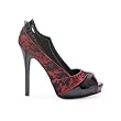 5 Inch High Heel Shoes Lace Peep Toe Vampire Costume Shoes Sexy Pumps Red Black
