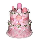Healthy Baby Diaper Cake for Newborn Girls - Unique Baby Shower Gift or Centerpiece
