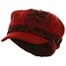 Woven Fabric Flower Print Newsboy Hat-Red