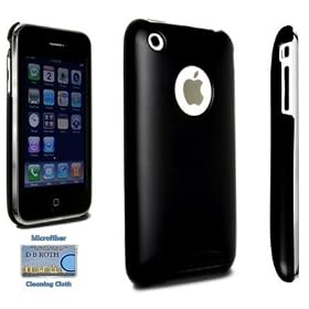 Black Polycarbonate Slim Fit Case for iPhone 3G / 3GS + DBROTH Microfiber Cleaning Cloth