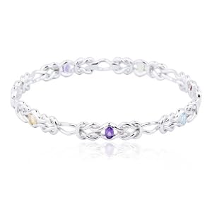Sterling Silver Multi-Gemstone Knot Link Bracelet, 8 by