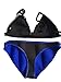 2015 New Women Neoprene Bikini Mesh Triangle Top with Bottom Bathing Suit Swimsuit Blue Medium