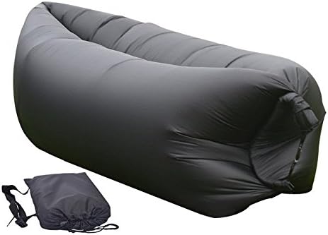 SmartWild 2016 hot air sofa Inflatable bed Lazy beach folding sofa Quick charge sofa outdoor sport laybag Sleeping Bags hangout camping(Black)