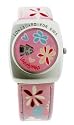 LongBoard - 6101022 - Montre Fille - Quartz Analogique - Bracelet en Cuir Rose avec fleurs
