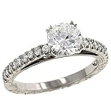 Diamond Engraved Engagement Ring .30cttw (CZ ctr)
