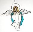 Guardian Angel with Teal Ribbons Stained Glass Suncatcher (5 inch)