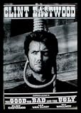 Clint Eastwood Western Good Bad Ugly Art Black Wood-Mounted Poster Print - 24 X 36