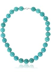 18" Round 14mm Green Simulated Turquoise Howlite Necklace With Lobster Clasp