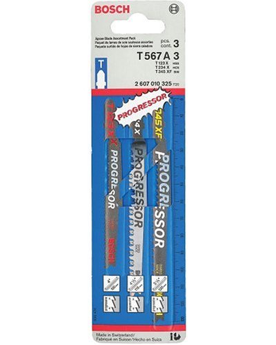Bosch T567A3 3-Piece T-Shank Jig Saw Blade Progressor Pack