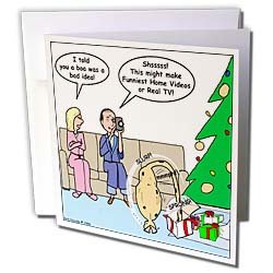 Rich Diesslins Funny Christmas Cartoons - Bad Christmas Present Idea - Funniest Home Videos - Greeting Cards-12 Greeting Cards with envelopes