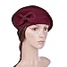 Vbiger Women's Beret Beanie Warm Wool Cap Hat (Wine Red2)
