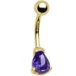 Gold Plated Tanzanite 7mm Cz Teardrop Belly Ring