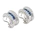 14K White Gold 1 1/4 ct. Machine Set Diamond and 1 1/2 ct. Square Shaped Sapphire Hoop Earrings (F-G Color, VS Clarity)
