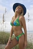 Green/Blue Palm Swimsuit California Bottom: Swimwear Bottom Only