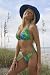 Green/Blue Palm Swimsuit Elongated Triangle Top: Swimwear Top Only