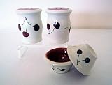 Review Ronnie's Terramoto Ceramic 81917CR / Ronnie's Terramoto Ceramic, Salt & Pepper Shakers plus 2 Mini Prep Bowls, Cherries with Tomato Red Interior