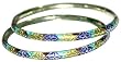 Bangle Bracelet Silver Pair with Enamelled Painting Gift for Her 28 gms 2.5 inches (esbn003)