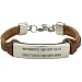 12mm Wide Stainless Steel "Winners Never Quit" Suede Bracelet 8"