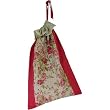 Red floral long laundry bag floral and lace and white top, fully lined, drawstring closure