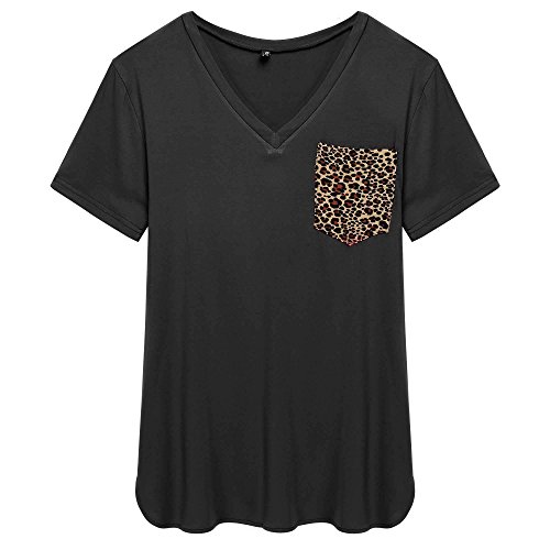 ACEVOG Ladies Women Loose Leopard Printing Casual Tops T Shirt Blouse