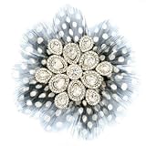 Lee Angel Silver Cubic Zirconia and Crystal Snowflake Feather Brooch