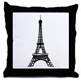 Black and White Eiffel Tower Decorative Throw Pillow, 18"