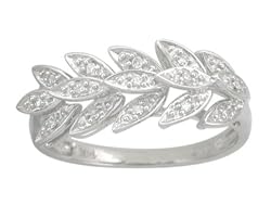 10k White Gold Leaf Design Diamond Ring, Size 6