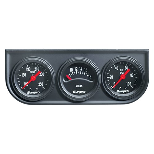 Sunpro CP8090 Mini Triple Gauge Kit - Black Dial