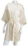  : Intimo Women's Poly Charmeuse Robe, Ivory, Small