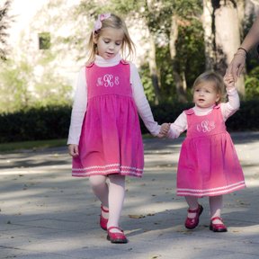 Princess Linens Hot Pink Corduroy Monogrammed Dress (4)