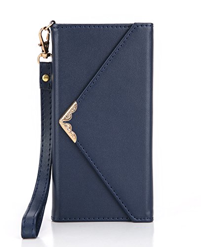 Galaxy S7 Wallet Case, Crosspace® Samsung S7 Envelope Flip Handbag Shell Women Wallet PU Leather Magnetic Folio Cover Cases with Credit Card ID Holders Wrist Strap for Samsung Galaxy S7 5.1