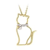 18k Gold over Sterling Silver Diamond Accent Cat Necklace