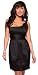 Empire Rose Detailed One Shoulder Party Prom Mini Dress, Large, Black Intricate Blossom