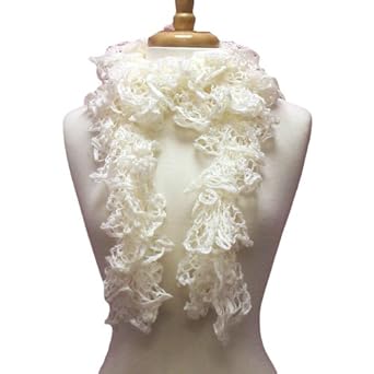 Ivory Eye Catching Soft Wispy Lace Knit Scarf