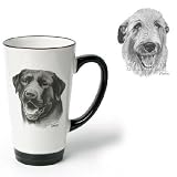 Porcelain Funnel Cup with Irish Wolfhound (6 inch, Black and white)
