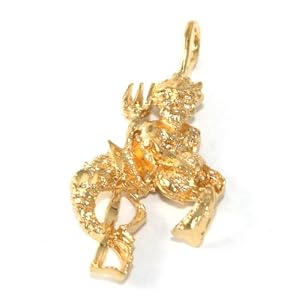 24k Yellow Gold Layered Zodiac Sign Aquarius Green God Zeus Charm Pendant Diamond Cut Design