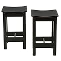 24" Antique Black Scoop Stool - Set of 2