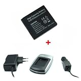 Kit Chargeur (secteur + voiture) + Batterie DMW-BCF10 pour Panasonic Lumix DMC-F2, F3, FH1, FH3, FH20, FH22, FP8, FS6, FS4, FS7, FS8, FS10, FS11, FS12, FS15, FS25, FS30, FS33, FS42, FS62, FT1, FT2, FT3, FX40, FX48, FX60, FX66, FX70, FX75, FX550, FX580, FX700, TS1, TS2, TS3