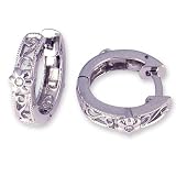 Diamond Hoop Earrings in White Gold (with Safety Lock)