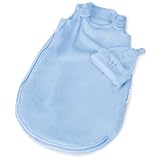 Kiddopotamus Beddiebye Luxe Zip Around Wearable Blanket & Sleep Cap Double Sided Velboa, Blue