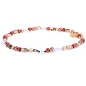 Handmade Gold Pearl Bracelet With White Mother Of Pearl Flowers, Jasper & Sterling Silver Clasp