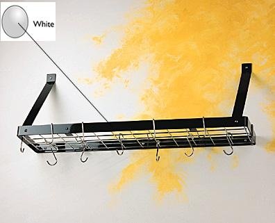 Bookshelf Rack in Classic Black and White Hooks (White/Chrome)