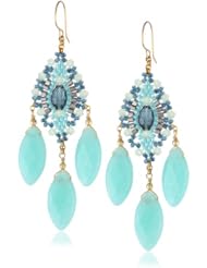 Miguel Ases Green Quartz and Rainbow Hydro-Quartz Chandelier Earrings