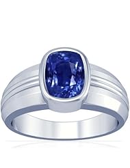 14K White Gold Cushion Cut Blue Sapphire Solitaire Ring