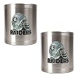 Oakland Raiders 2pc Stainless Steel Can Holder Set- Helmet Logo NFL Football
