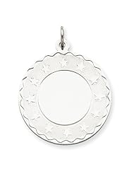 Sterling Silver Engravable Round with Stars Disc Charm. Metal Wt- 3.99g