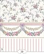 Dollhouse Wallper " Rose Swag Pink " Stripe